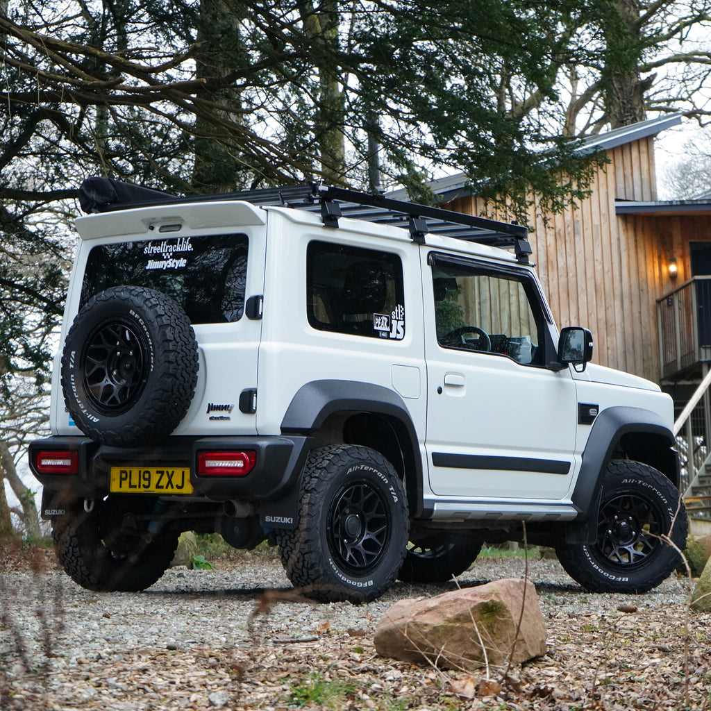 Concave spoke style 16 inch Magpie M-01 Wheels fitted with BF GOODRICH K02 215/70R16 tyres on a Suzuki Jimny (2018+) 16×6.0J-5 Street Track Life