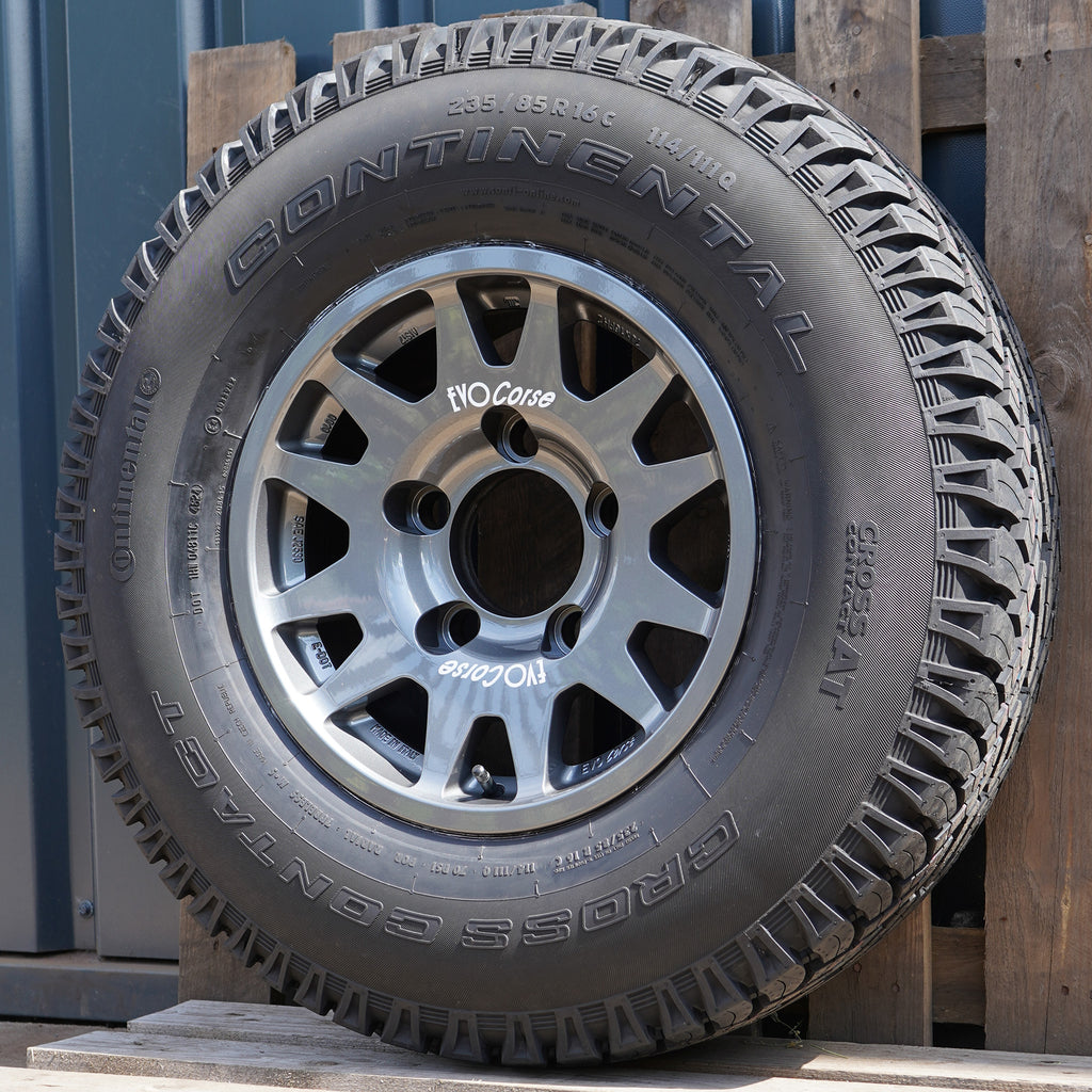 Anthracite EVO Corse DakarZero 16" Wheel & Tyre Package for Land Rover Defender Classic Continental Tyres