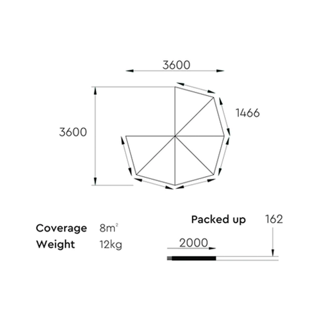 270 Degree awning 3.6m dimensions